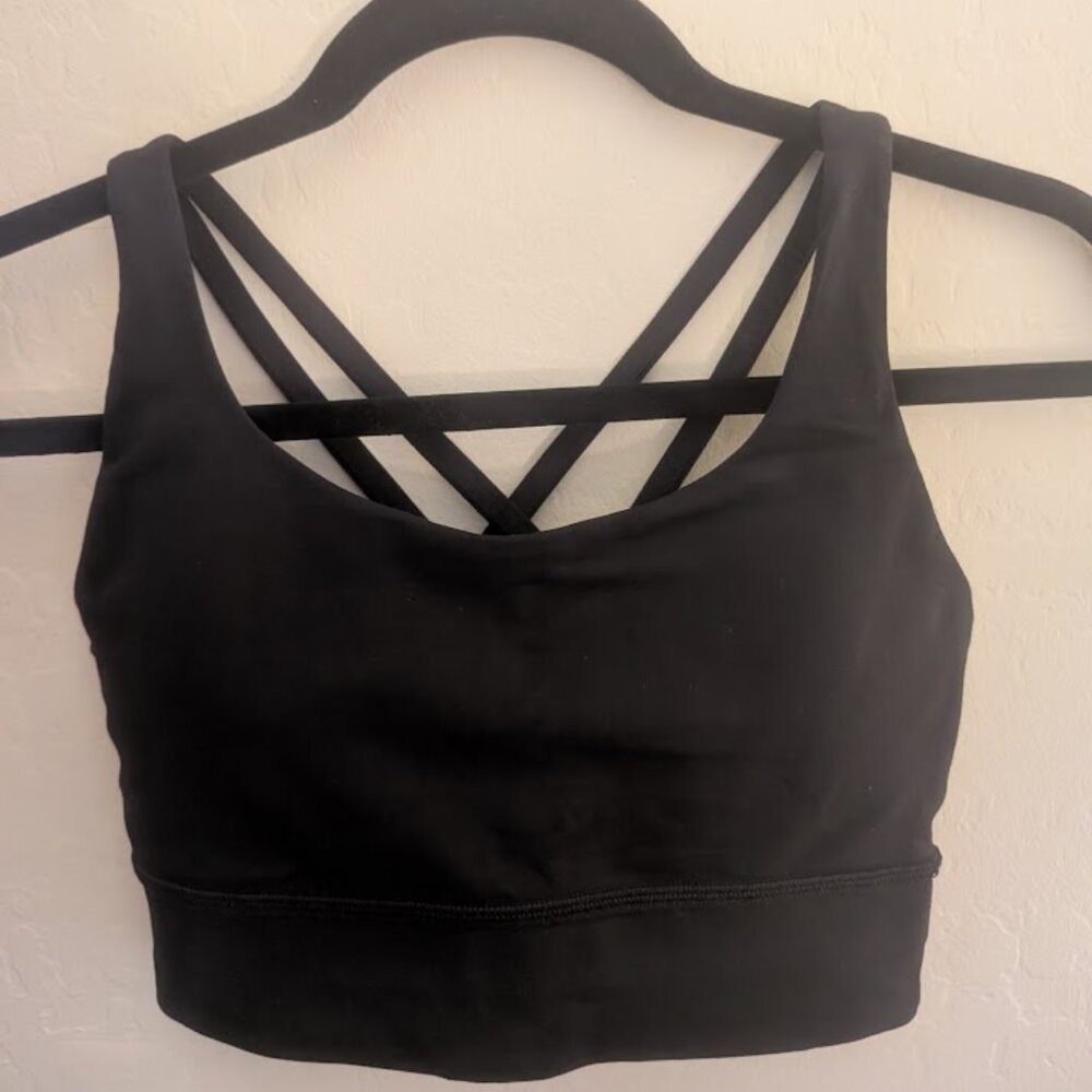 lululemon Energy Longline Bra Medium Support, B–C Cups, Sz 6, Black Pre-owned